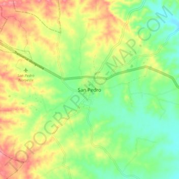 Carte topographique San Pedro, altitude, relief