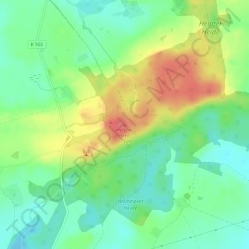 Carte topographique Helpter Berg, altitude, relief