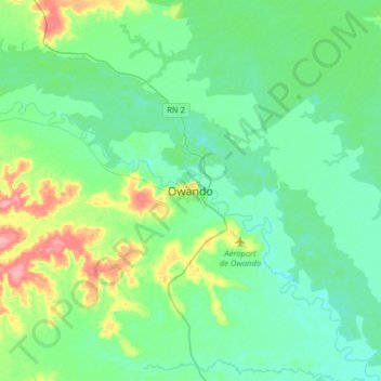 Carte topographique Owando, altitude, relief