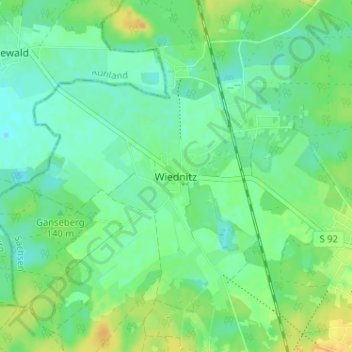 Carte topographique Wiednitz, altitude, relief