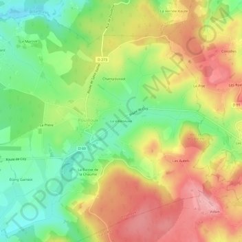 Carte topographique La Villeneuve, altitude, relief