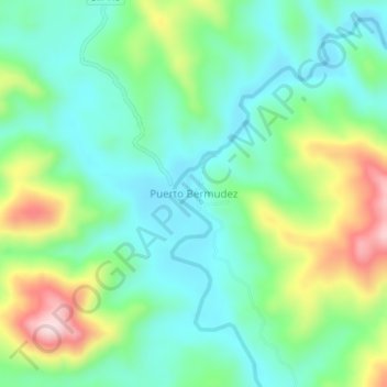 Carte topographique Puerto Bermudez, altitude, relief