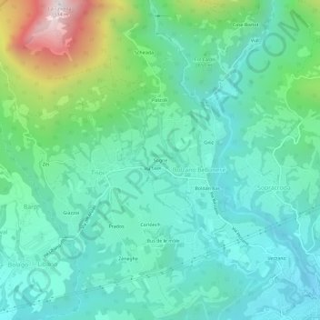 Carte topographique Sogne, altitude, relief