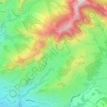 Carte topographique Walde SG, altitude, relief