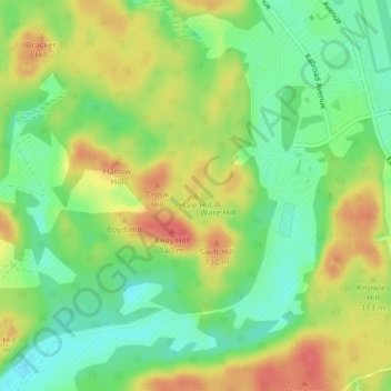 Carte topographique Hale Hill, altitude, relief
