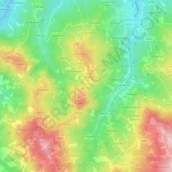 Carte topographique Crocetta, altitude, relief