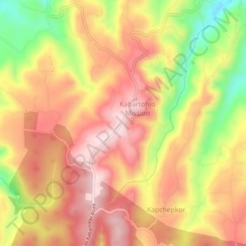 Carte topographique Kabartonjo, altitude, relief