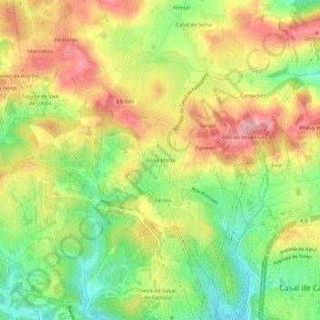 Carte topographique Dona Maria, altitude, relief