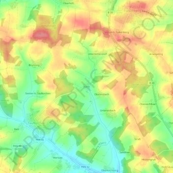 Carte topographique Furth, altitude, relief