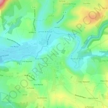 Carte topographique Le Pinier, altitude, relief