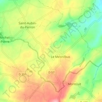 Carte topographique La Commanderie, altitude, relief
