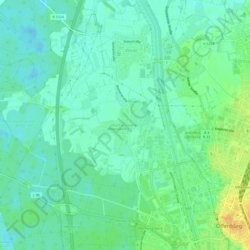 Carte topographique Waltersweier, altitude, relief