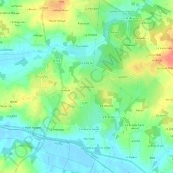 Carte topographique Les Ecobuts, altitude, relief