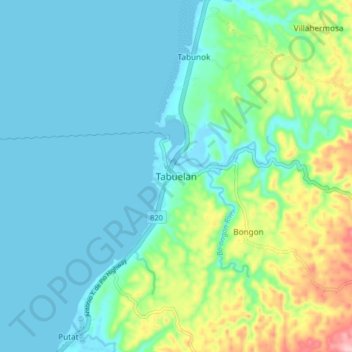 Carte topographique Tabuelan, altitude, relief