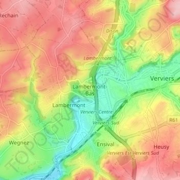 Carte topographique Lambermont-Bas, altitude, relief