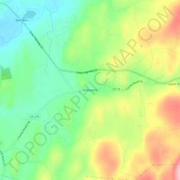 Carte topographique Hollowville, altitude, relief