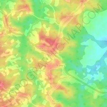 Carte topographique Efok, altitude, relief