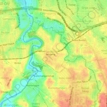 Carte topographique Cadasmampar, altitude, relief