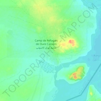 Carte topographique Karyari, altitude, relief