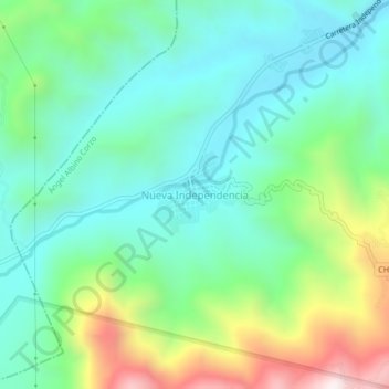Carte topographique Nueva Independencia, altitude, relief