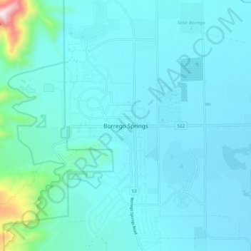 Carte topographique Borrego Springs, altitude, relief