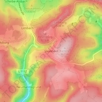 Carte topographique Steinheid, altitude, relief