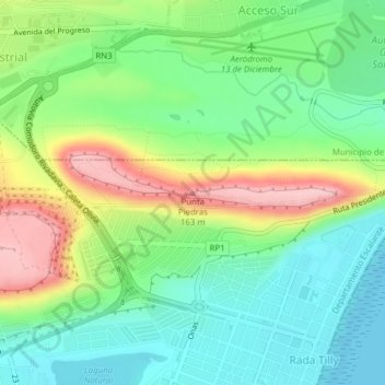 Carte topographique Punta Piedras, altitude, relief