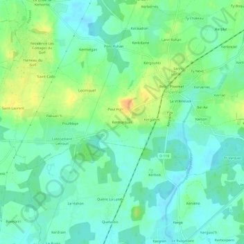 Carte topographique Kermarquer, altitude, relief
