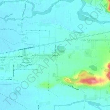Carte topographique Fairview, altitude, relief