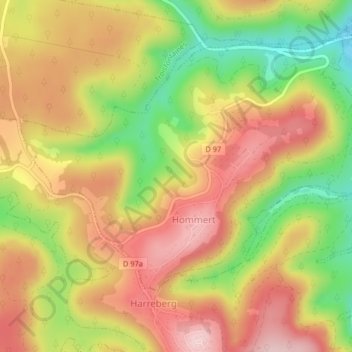 Carte topographique Althal, altitude, relief
