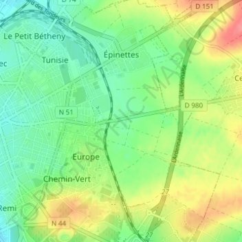 Carte topographique La Saboterie, altitude, relief