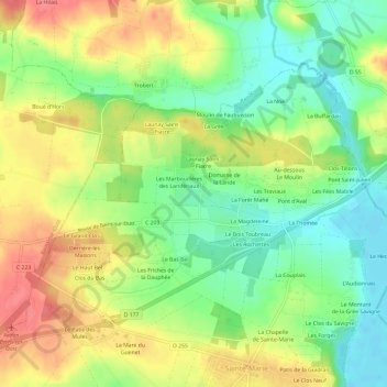 Carte topographique La Guinée, altitude, relief