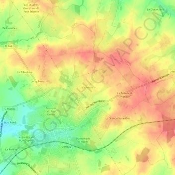 Carte topographique Le Plessis, altitude, relief