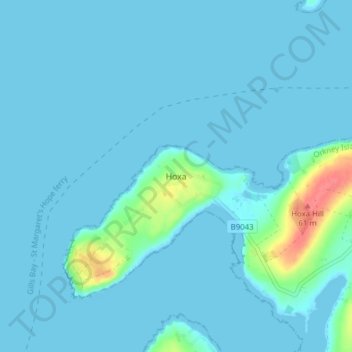 Carte topographique Hoxa, altitude, relief
