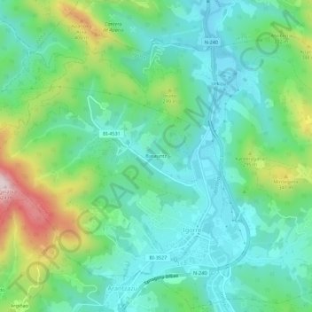 Carte topographique Basauntz, altitude, relief