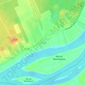 Carte topographique Roçado, altitude, relief