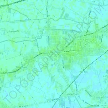 Carte topographique Mira Taglio, altitude, relief