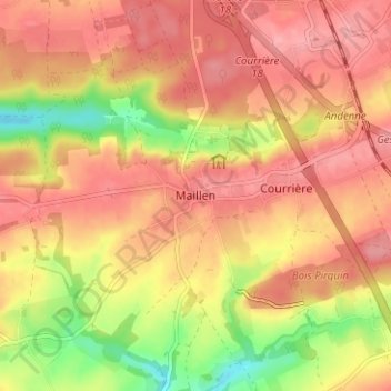 Carte topographique Maillen, altitude, relief