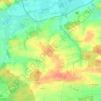 Carte topographique Großberghofen, altitude, relief