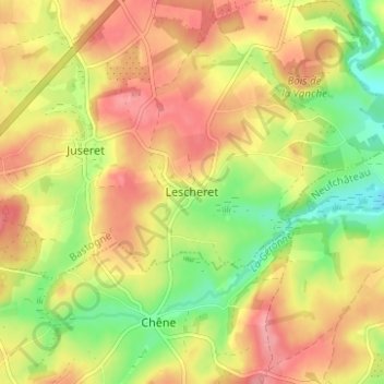 Carte topographique Lescheret, altitude, relief