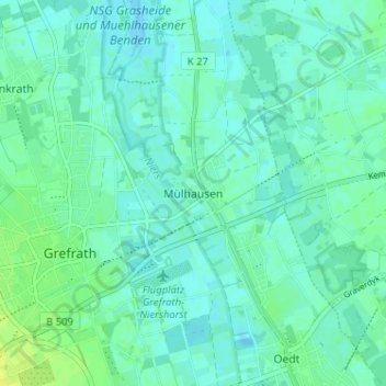 Carte topographique Mülhausen, altitude, relief
