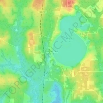 Carte topographique Compass Lake, altitude, relief