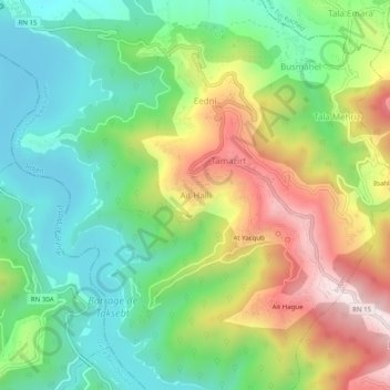 Carte topographique Aït Halli, altitude, relief