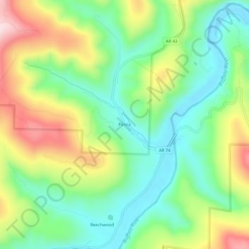 Carte topographique Ponca, altitude, relief
