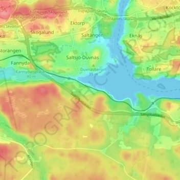 Carte topographique Sågtorp, altitude, relief