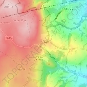 Carte topographique Owler Bar, altitude, relief
