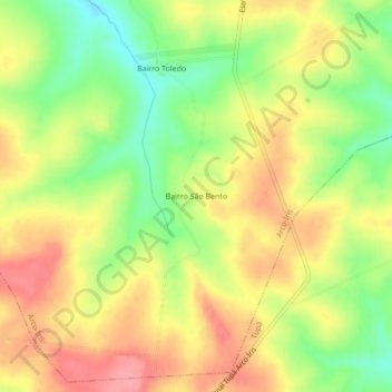 Carte topographique Bairro São Bento, altitude, relief