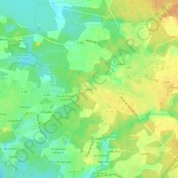 Carte topographique Jisquet, altitude, relief