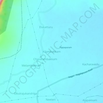 Carte topographique Kilambakkam, altitude, relief