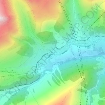 Carte topographique Rueras, altitude, relief